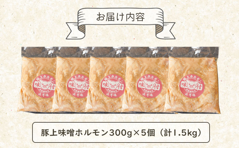 豚上味噌ホルモン300g×5個（計1.5kg)【16001201】