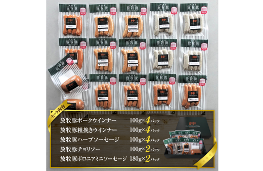 北海道産放牧豚 無添加ウインナーセットｘ2セット【12000302】