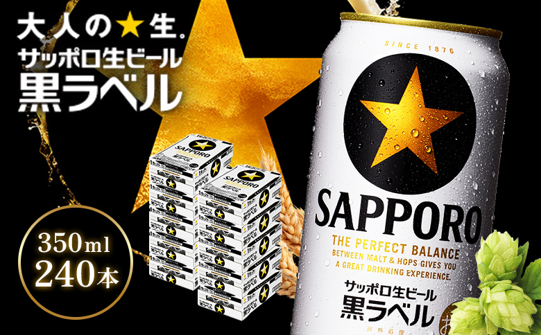 サッポロ黒ラベル350ml×240本（10箱）【930040120】