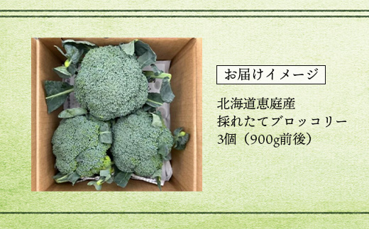 北海道恵庭産採れたてブロッコリー3個【80000901】