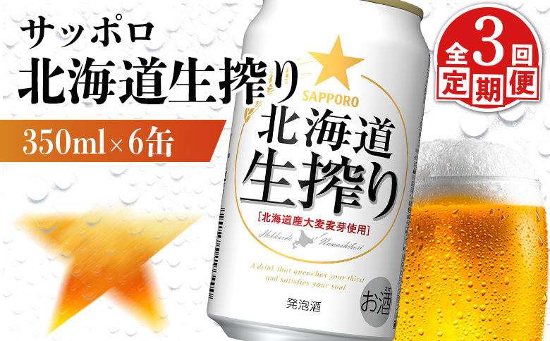 【定期便：3回】サッポロ 北海道生搾り 350ml×6缶【88014101】