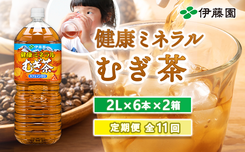『定期便：全11回』健康ミネラルむぎ茶2L×6本×2箱【50002301】