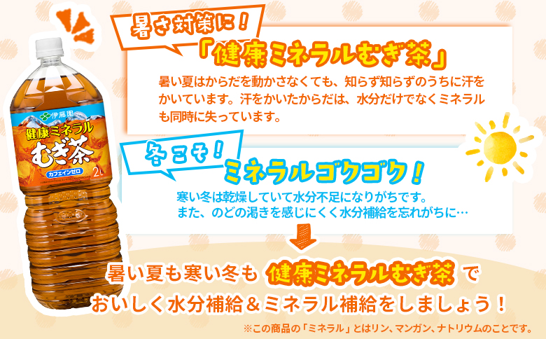『定期便：全4回』健康ミネラルむぎ茶2L×6本×2箱【50001701】