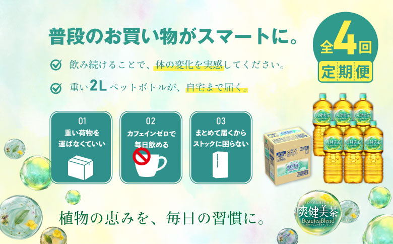 『定期便：全4回』爽健美茶2L×6本【38002002】