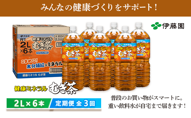 『定期便：全3回』健康ミネラルむぎ茶2L×6本【50000101】