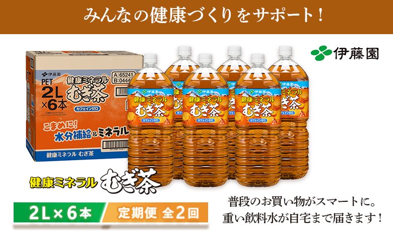 『定期便：全2回』健康ミネラルむぎ茶2L×6本【50000801】