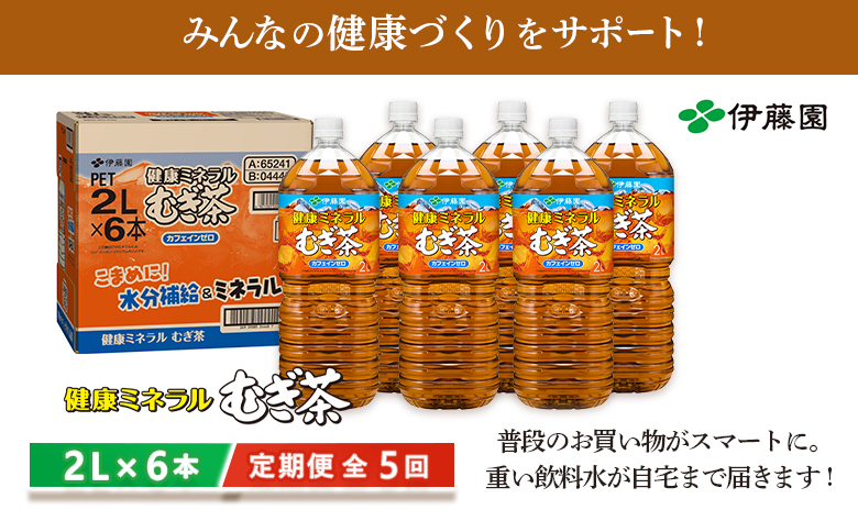 『定期便：全5回』健康ミネラルむぎ茶2L×6本【50001001】