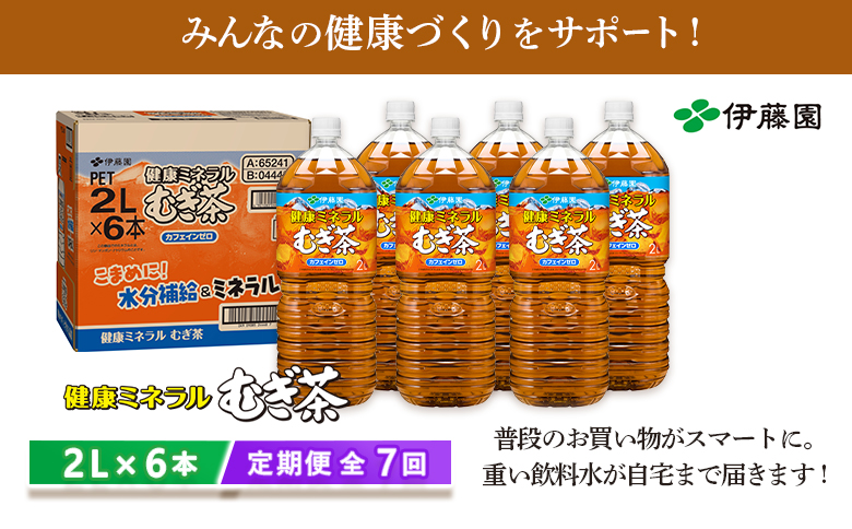 『定期便：全7回』健康ミネラルむぎ茶2L×6本【50001101】