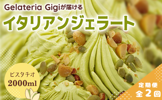 【定期便：全2回】ジェラテリアGigiのイタリアンジェラート『イタリア産ピスタチオ』2000ml【43003AB0201】