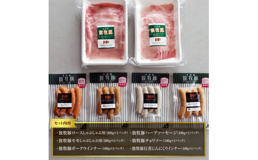 北海道産放牧豚 無添加ウインナーとしゃぶしゃぶ肉セット【12000102】
