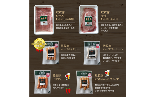 北海道産放牧豚 無添加ウインナーとしゃぶしゃぶ肉セット【12000102】