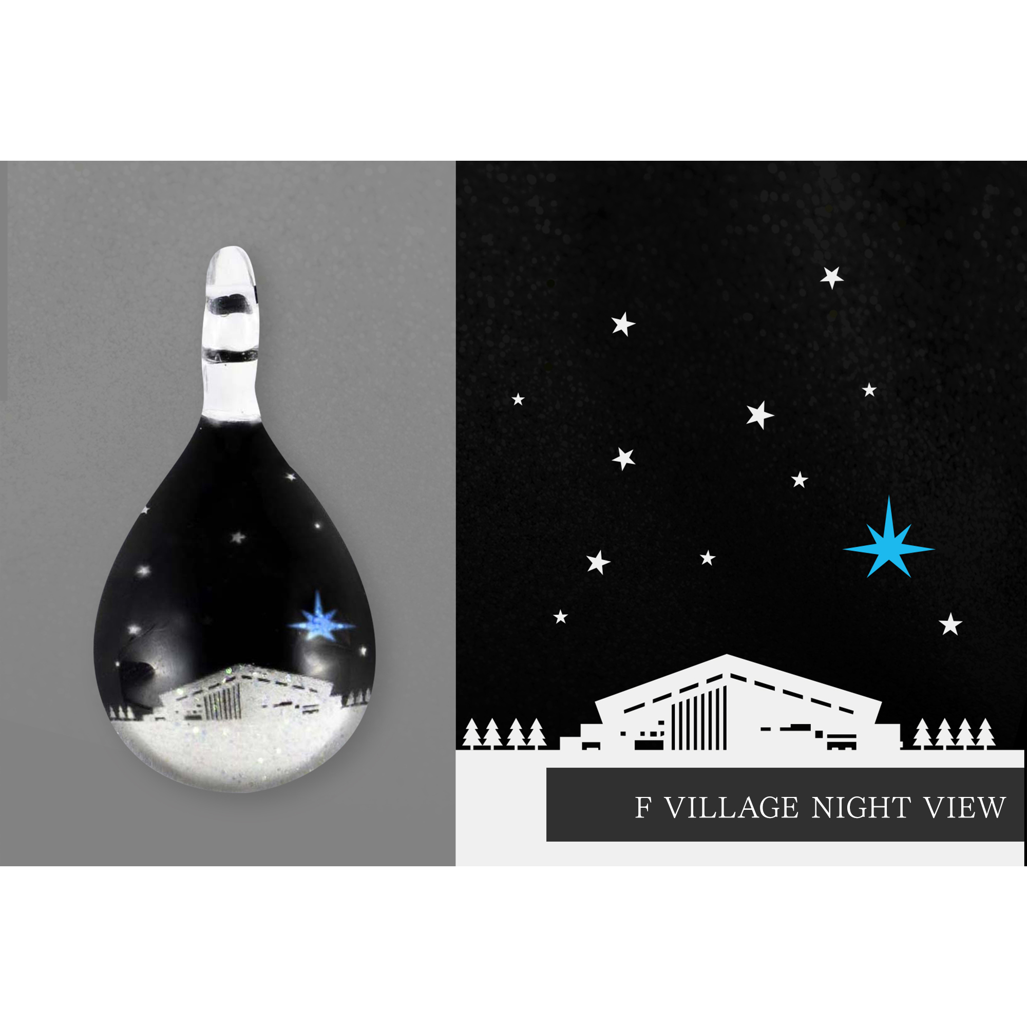 NORTH ONE GLASS JEWELRY  ２個セット FIGHTERS COLOR DROP+F VILLAGE NIGHT VIEW ガラスアクセサリープレゼント