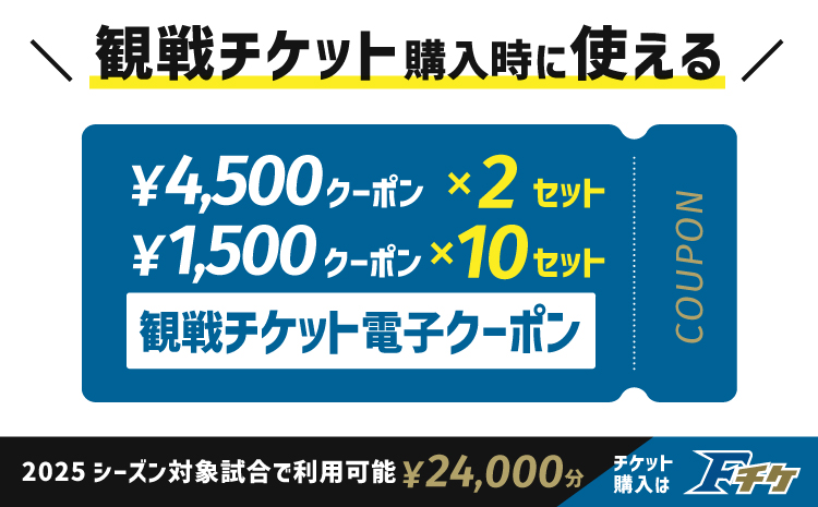 【2025年に使える！】試合観戦チケット電子クーポン24,000円分（4,500円分×2セット　1,500円分×10セット）《2025年1月以降発送予定》