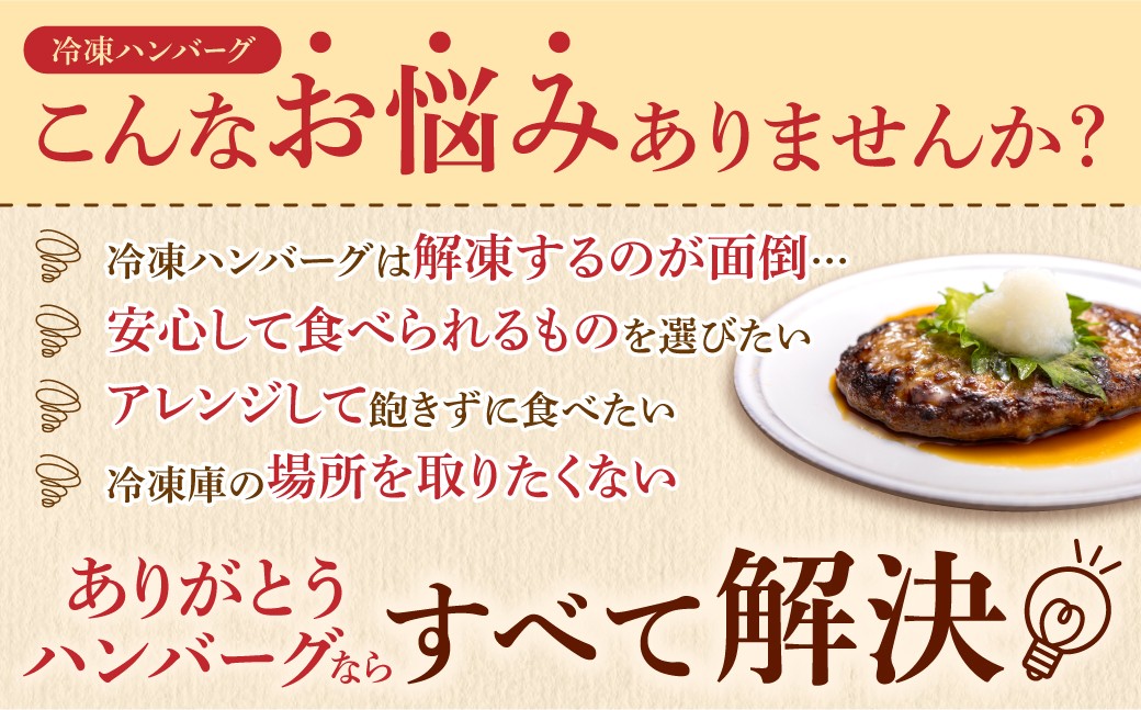 【冷凍したまま焼ける・北海道産牛100％】北海道産ビーフハンバーグ(ありがとう)(90g×24)