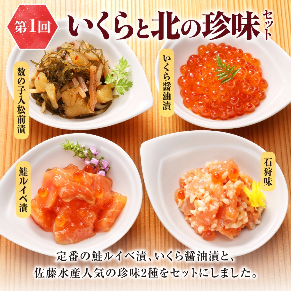 【定期便4回】佐藤水産 晩酌がすすむ！北海道おつまみ満足便（珍味・鮭・チーズ） | 肴 あて いくら 数の子 サーモン さけ オリーブ おつまみ 北海道 札幌市