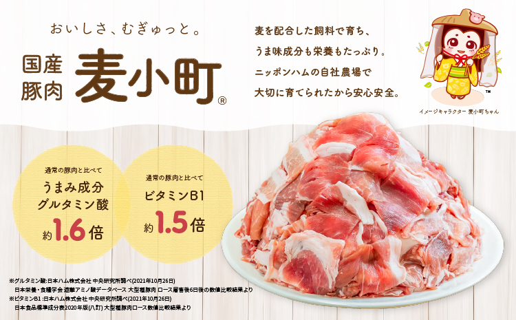 <麦小町>黒松内町産豚肩肉切り落とし 1.8kg or 3.0kg(300g×6 or 10パック)
