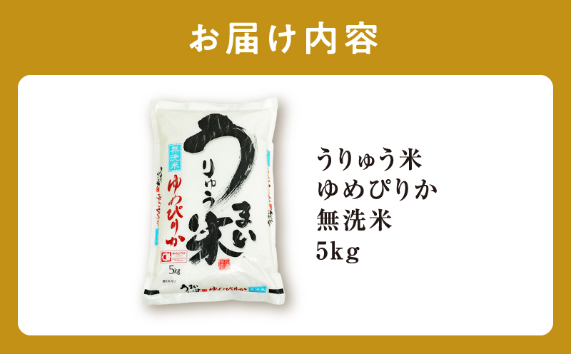 【選べる配送時期・数量】【R8年産米先行予約】うりゅう米ゆめぴりか無洗米5kg～10kg（5kg×1袋～2袋）新米
