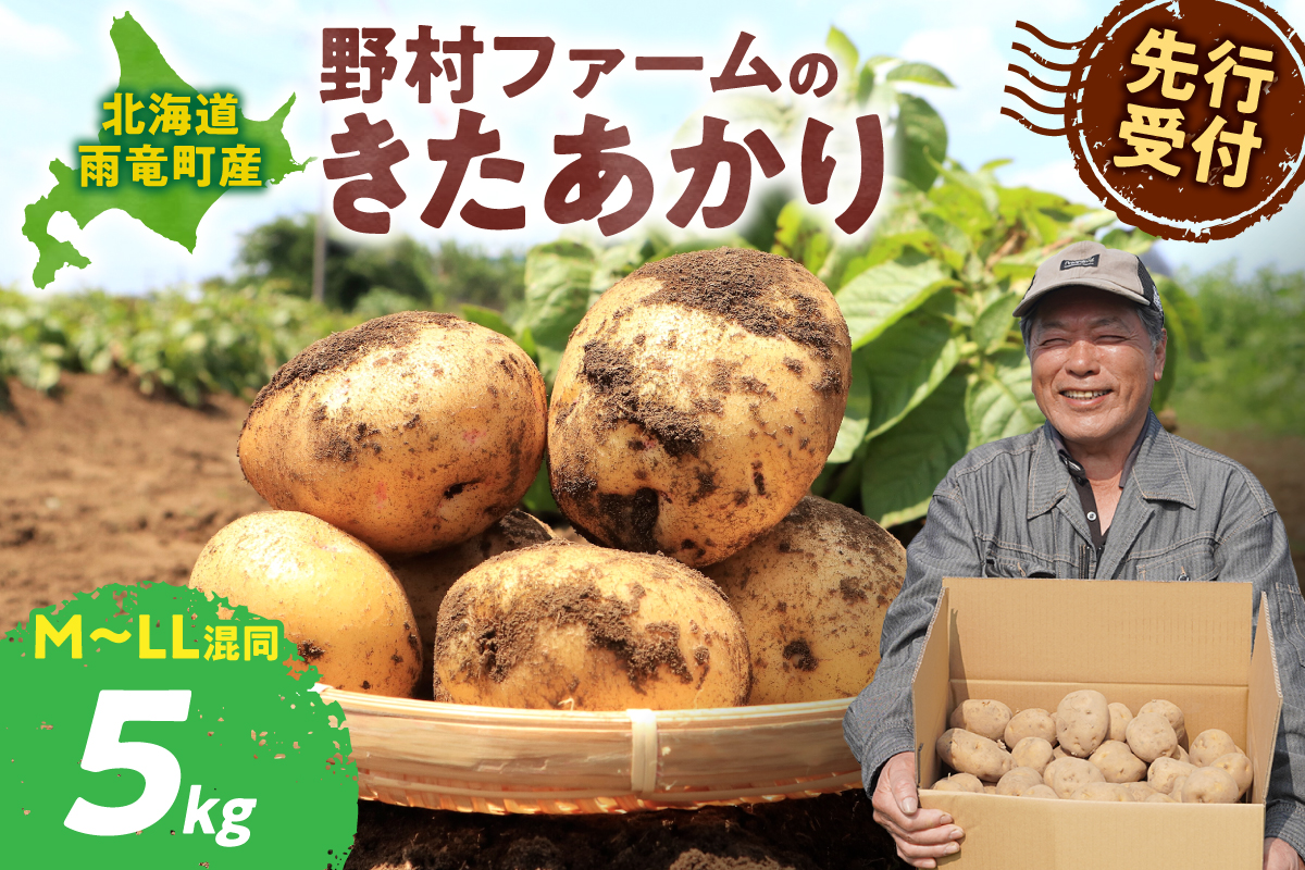 【先行予約】【9月下旬発送】北海道産 じゃがいも きたあかり 5kg 別名「栗じゃが」 甘くておいしい ジャガイモ 芋 いも 秋野菜 季節の野菜 直送農場 北海道雨竜町産 サイズ混同 野菜 U012-0001
