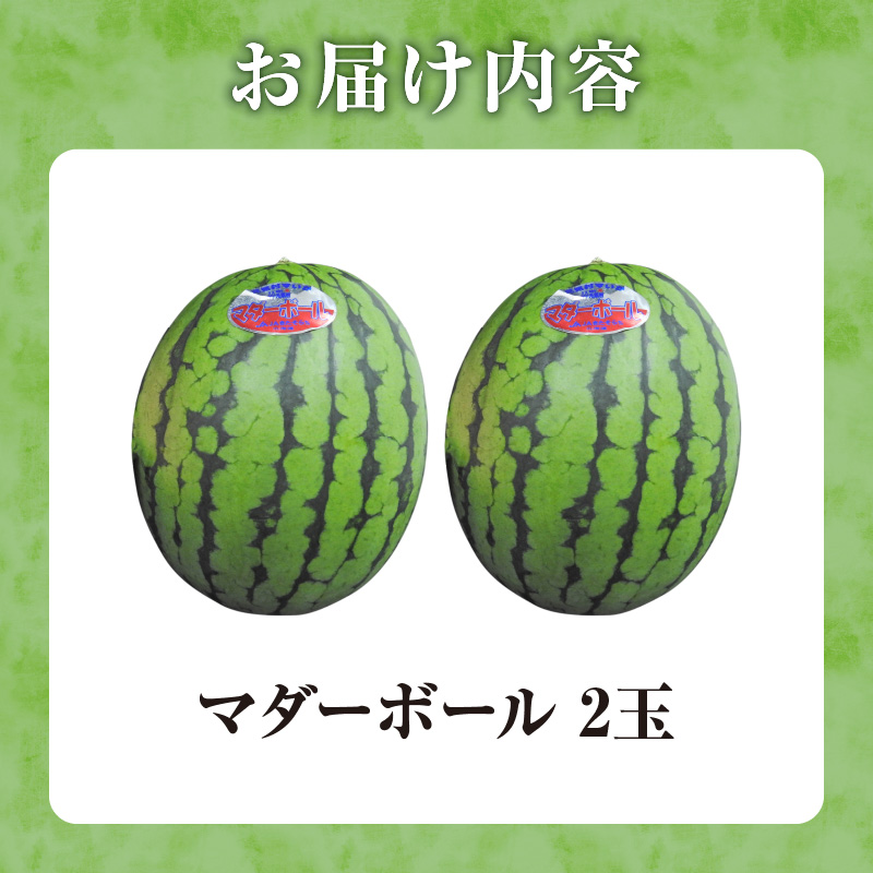 【関東地方までの配送】【令和8年産先行受付】北海道雨竜町産 小玉スイカ 「マダーボール」2玉