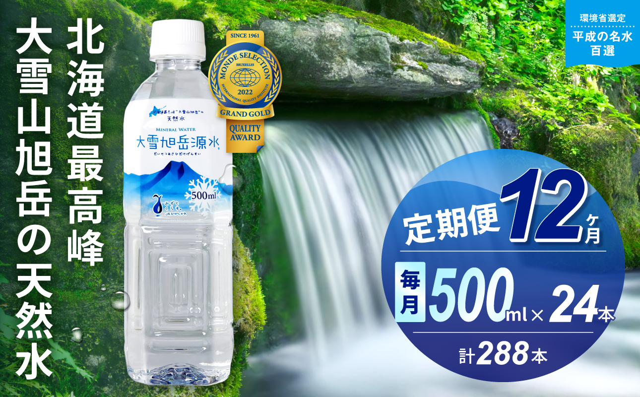 【12ヵ月定期便】大雪旭岳源水（500ml×24本）
