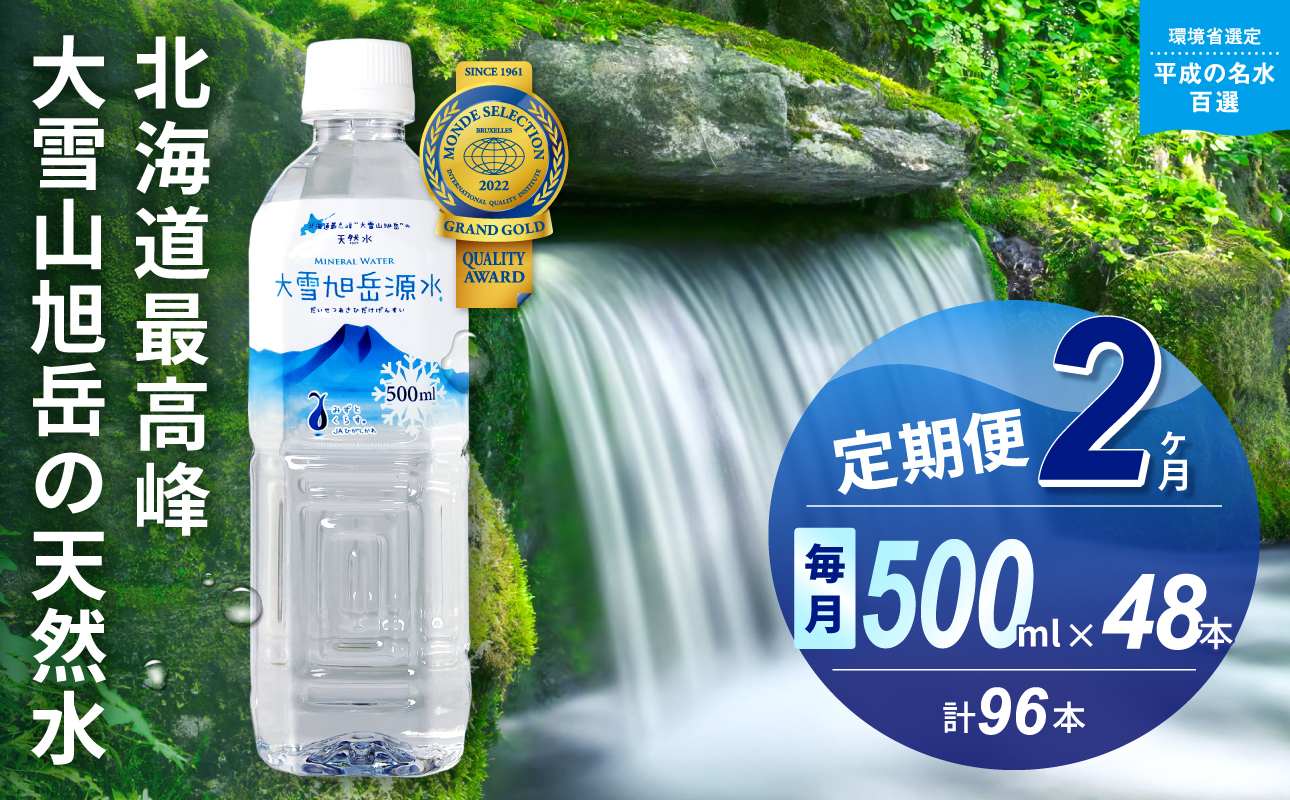 【2ヵ月定期便】大雪旭岳源水（500ml×48本）
