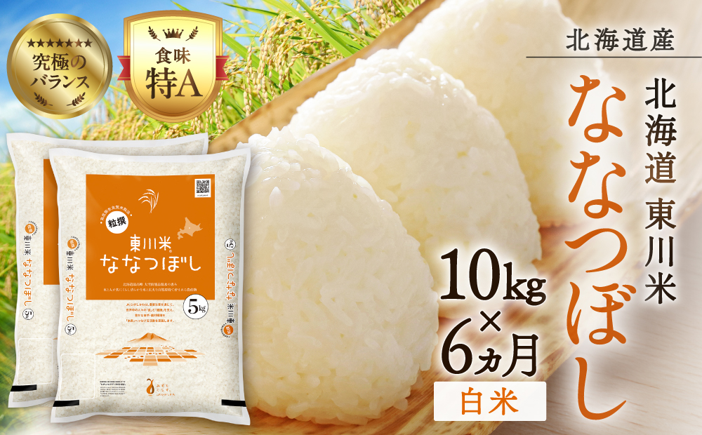 【令和８年産 新米 先行予約】【6ヵ月定期便】東川米ななつぼし「白米」10kg（2026年10月中旬より発送予定）