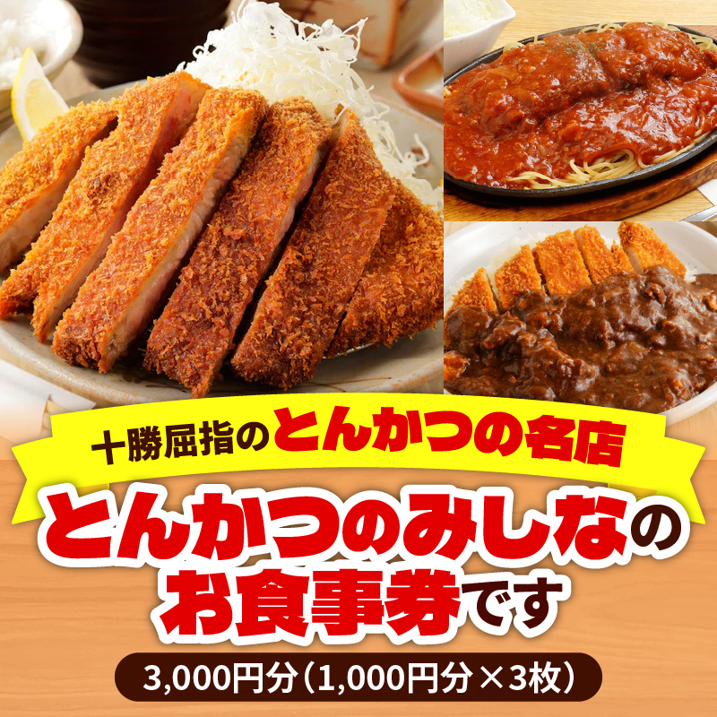 とんかつのみしな お食事券 【 トンカツ 豚肉 ロース ヒレカツ 定食 とんかつの名店 北海道 清水町  】