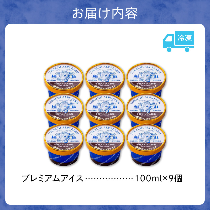 ”希少なブラウンスイス生乳使用” 十勝アルプス牧場 濃厚ショコラアイス9個セット【アイス 濃厚 さっぱり 高たんぱく ソフトクリーム アイスセット チョコアイス ショコラアイス お中元 お歳暮 のし 熨斗 北海道 清水町】