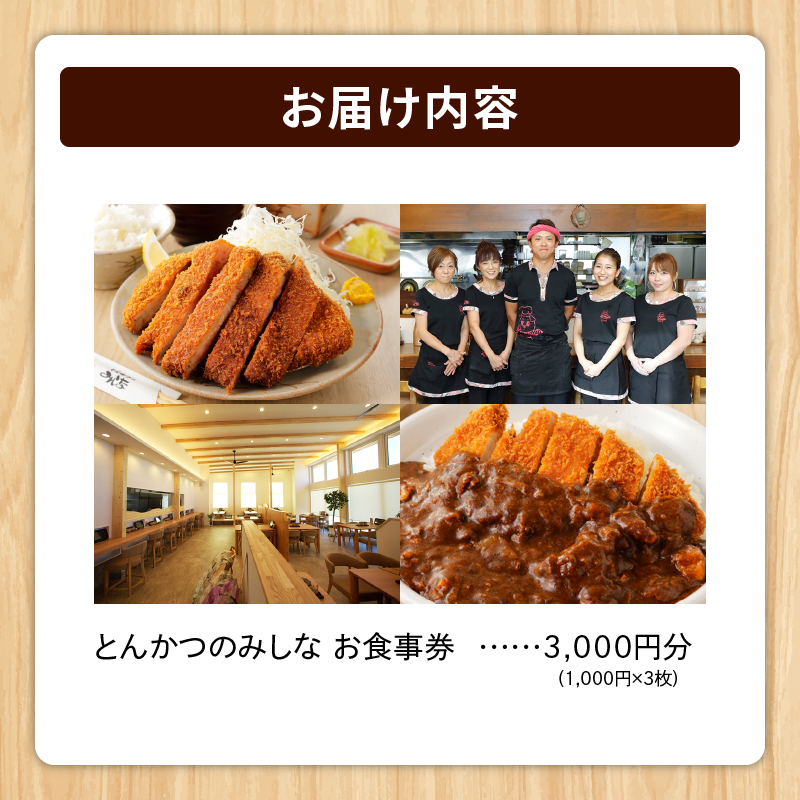 とんかつのみしな お食事券 【 トンカツ 豚肉 ロース ヒレカツ 定食 とんかつの名店 北海道 清水町  】
