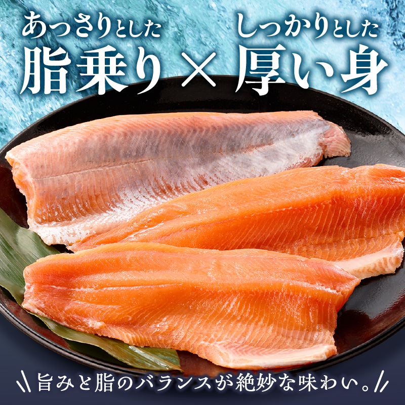 トラウトサーモンフィレ 1kg(半身3~5枚) フライやムニエル、お刺身や手巻き寿司まで！活用方法いろいろ！魚 魚介類 刺身 小分け 冷凍 鮭 さけ 海鮮 トラウト サーモン_S042-0002