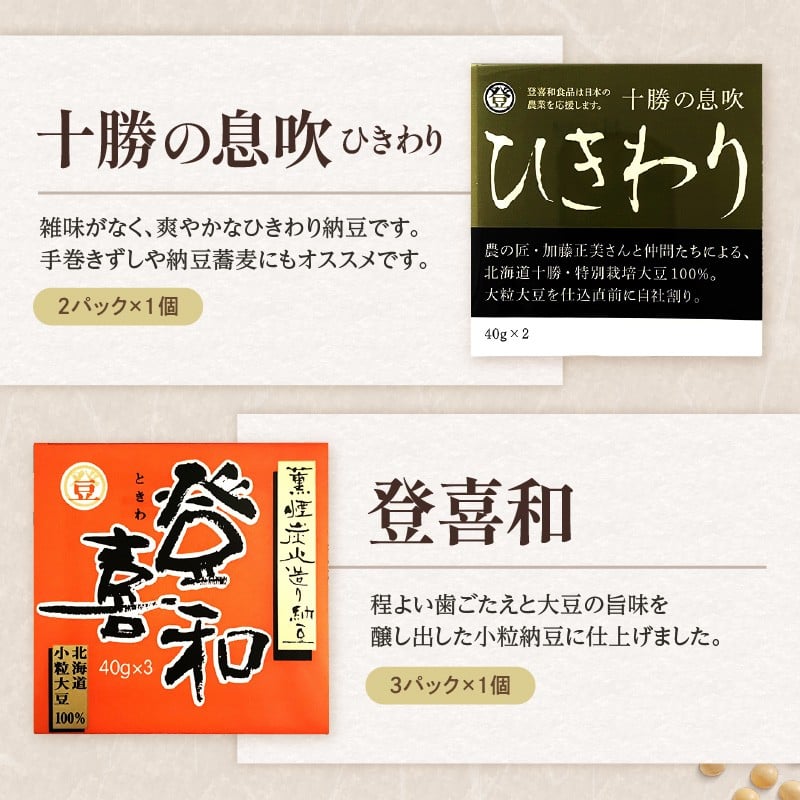 国産大豆100％使用したこだわりの登喜和食品をセットでお届けいたします。 登喜和食品　登喜和セット 納豆 テンペ 煎り豆 国産大豆 100% 使用 安心 安全 健康食品