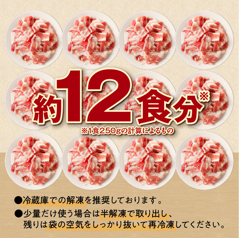 十勝雪晴れ豚 切り落とし 3kg【雪晴れ豚 切り落とし 3kg 豚肉 肉 豚 豊かな旨味 万能 料理 国産 北海道産 十勝産 こだわり 豚汁 豚丼 肉じゃが 肉野菜炒め カレー 生姜焼き 鍋 贈り物 お取り寄せ ギフト お中元 お歳暮 のし 熨斗 北海道 清水町】