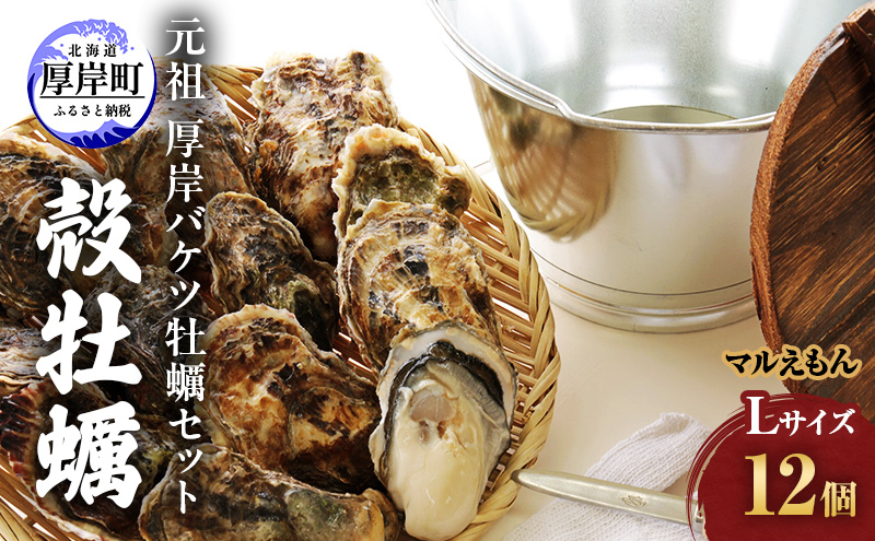 元祖 厚岸バケツ牡蠣セット12個 北海道 牡蠣 カキ かき 魚介類 シーフード マルえもん