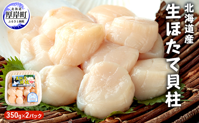 北海道産 生ほたて 貝柱 350g×2パック (合計700g) 帆立 ホタテ 魚貝類 生ほたて貝柱 