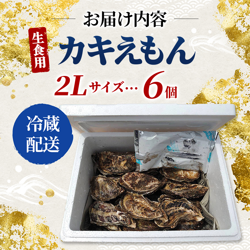 牡蠣 厚岸のブランド牡蠣 生食用 カキえもん 2Lサイズ 6個  [ 魚貝類 海鮮 海のミルク 国産 生食用殻付き牡蠣 まろやか クリーミー 食べやすい品種 海の香り 牡蠣の酒蒸し 焼き牡蠣  ]