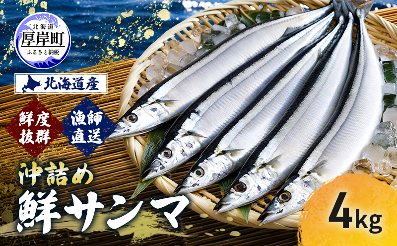 サンマ 鮮度抜群 北海道産 漁師直送 沖詰め 鮮サンマ 4kg 【豊伸協同組合】[ さんま 秋刀魚 鮮魚 焼き魚 刺身 新鮮 北海道産 生さんま 生サンマ ]  