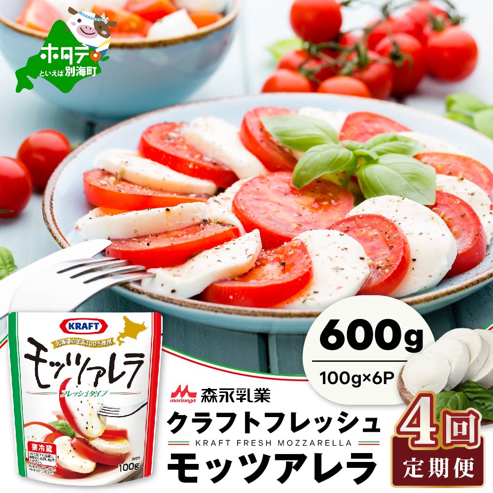 【定期便】森永乳業 モッツァレラチーズ 600g(100g×6P) × 4ヵ月【全4回】