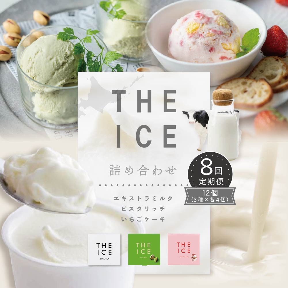 【毎月定期便】【THE ICE】3種詰合せ12個セット×8ヵ月定期便 【be003-1073-100-8】（J FARM AMUSE 株式会社）