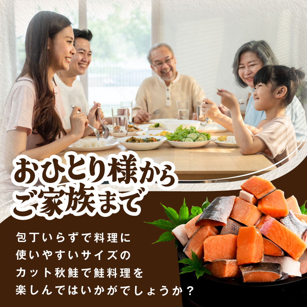 北海道産 カット秋鮭 約 1.2kg （600g×2） 天然 無塩 訳あり サイズ不揃い【KT0000020】