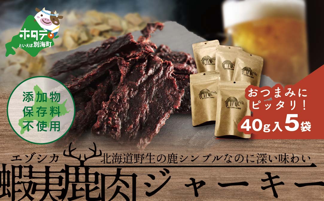 北海道 根室産 蝦夷鹿 ジャーキー OUTLAND JERKY 40g×5パック【SH0000001】