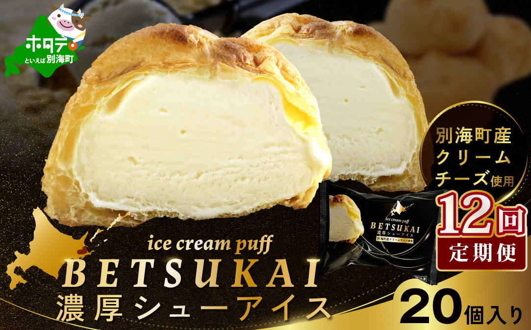 北海道 別海町 【12か月定期便】BETSUKAI濃厚シューアイス20個セット【NSM120002】