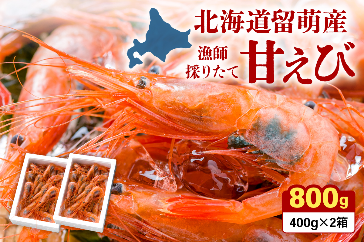 北海道留萌産　漁師採りたて甘えび400g×2箱 あまえび 甘海老 海老 エビ 南蛮エビ つまみ おつまみ ご飯のお供 R006-006