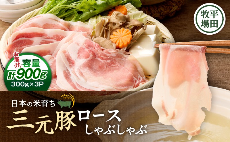 日本の米育ち平田牧場 三元豚ロースしゃぶしゃぶ 300g×3パック（計900g） 肉 お肉 にく 豚 豚肉 ブタ ぶた 三元豚 しゃぶしゃぶ 鍋
