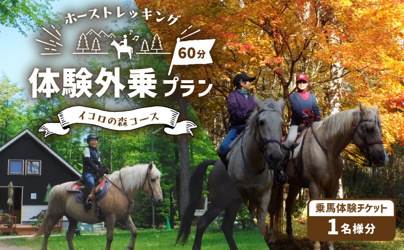 ホーストレッキング 体験外乗プラン 60分 「イコロの森コース」  山歩き トレッキング アクティビティ 体験チケット チケット 券 ホーストレッキング  レッスン