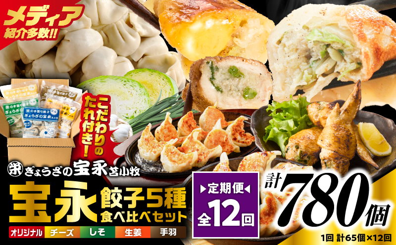 【定期便・全12回 毎月】手包み餃子 ぎょうざの宝永 5種食べ比べセット（65個入） 定期便 定期 惣菜 総菜 餃子 ぎょうざ ギョウザ 冷凍餃子 冷凍 豚