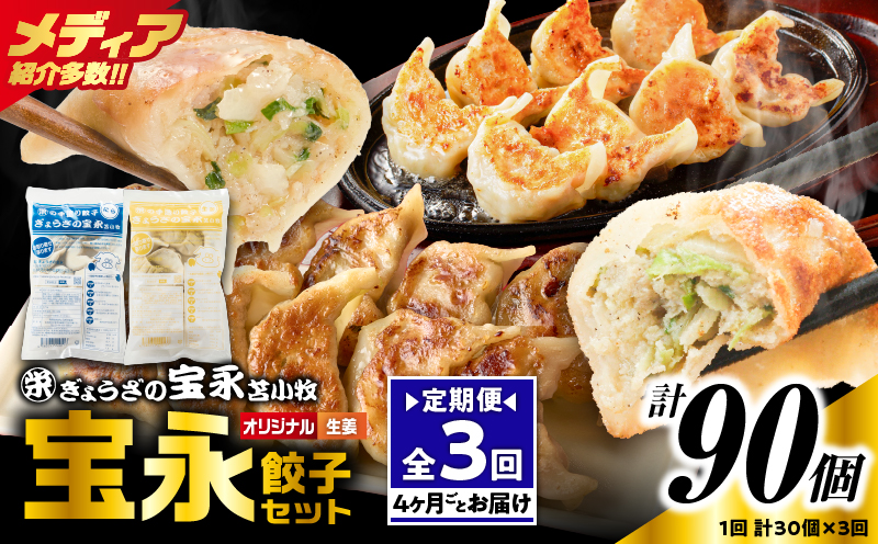 【定期便・全3回 4ヶ月毎】手包み餃子 ぎょうざの宝永 生姜餃子30個セット（宝永餃子15個入×1袋・生姜餃子15個入×1袋） 定期便 定期 惣菜 総菜 餃子 ぎょうざ ギョウザ 生姜餃子 冷凍餃子 冷凍