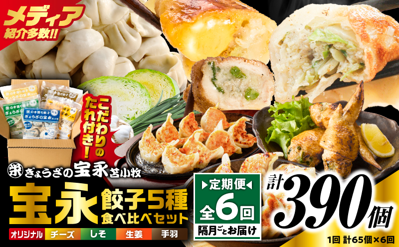 【定期便・全6回 隔月】手包み餃子 ぎょうざの宝永 5種食べ比べセット（65個入） 定期便 定期 惣菜 総菜 餃子 ぎょうざ ギョウザ 冷凍餃子 冷凍 豚