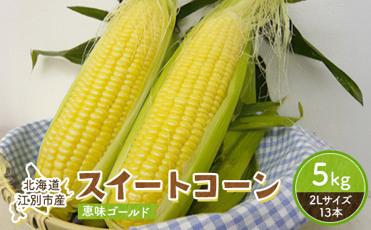 スイートコーン（恵味ゴールド）２Lサイズ１３本入り ５kg 2026年夏発送！ EB8-0790