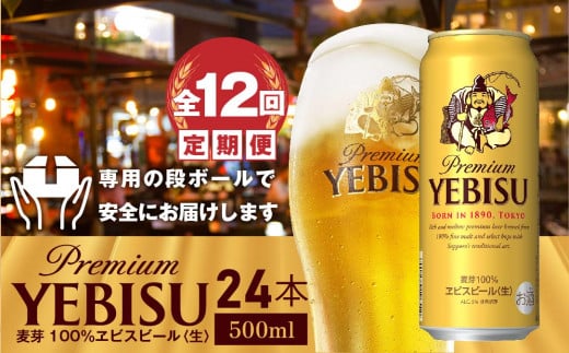 『定期便：全12回』ヱビスビール500ml×24本【300070223912】