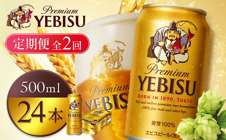 【定期便2回】サッポロヱビスビール500ml×24本【930070123902】